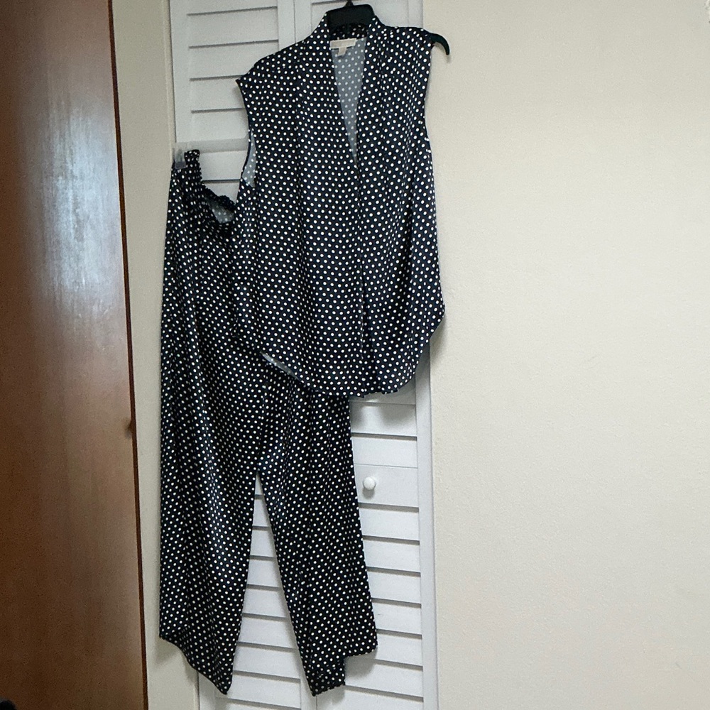 Michael Kors Black and White Polka Dot Jumpsuit